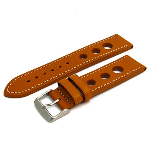 Grand Prix Qualitt Leder Uhrenarmband Kontrast Naht-22mm hellbraun