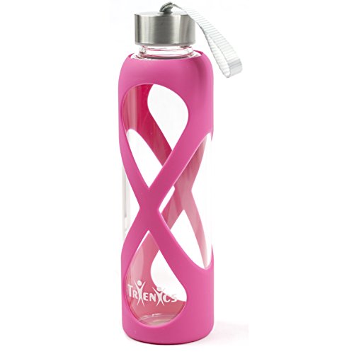 Trienics 550ml Glass Water Bottle, Reusable Eco-Friendly Borosilicate Glass Sports Travel Water Bott Trienics 550ml Glass Water Bottle, Reusable Eco-Friendly Borosilicate Glass Sports Travel Water Bott