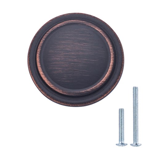AmazonBasics - Schubladenknopf, Möbelgriff, mit gerader Platte oben und Umrandung, Durchmesser: 3,17 cm, Geöltes Bronze, 25er-Pack AmazonBasics - Schubladenknopf, Möbelgriff, mit gerader Platte oben und Umrandung, Durchmesser: 3,17 cm, Geöltes Bronze, 25er-Pack