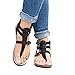 Produktbild SHE.White Sandalen Flache Knöchel Schnalle Zehentrenner Flip Flop Sommerschuhe Leder Casual Elegant Römisch Hausschuhe Schuhe Schwarz Braun Khaki Gr.35-43