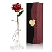 Produktbild Rose, 24k Gold Rose Echte Konservierte Rose mit Echtem Grünen Blatt - mit Geschenkbox für Frau Freundin/Muttertag/ Geburtstag/Hochzeitstag/ Jahrestag Geburtstag Künstliche Rose (Rosa Blume mit Stand)