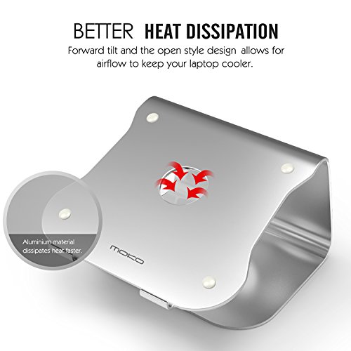 MoKo 12-17 Zoll Laptop Kühler Ständer – Universal Aluminium Notebook Cooler Desktop Halterung Kühlpad Kühlmatte für Apple MacBook, MacBook Pro, Surface Book, Laptop, Notebook, Silber - 5