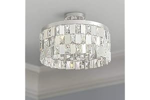 ‎SM SAINT MOSSI Saint Mossi 4 Lichter Moderne K9 Kristall Regentropfen Deckenleuchte Semi Flush Mount Deckenleuchter Chrom-Finish