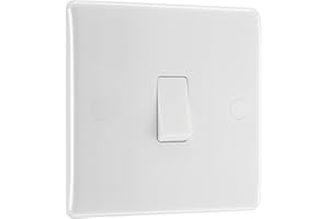BRITISH GENERAL BG Electrical Single Wall Light Switch, 2 Way, Round Edge, Nexus 800 Series, White Moulded, 20A, 16AX, 812