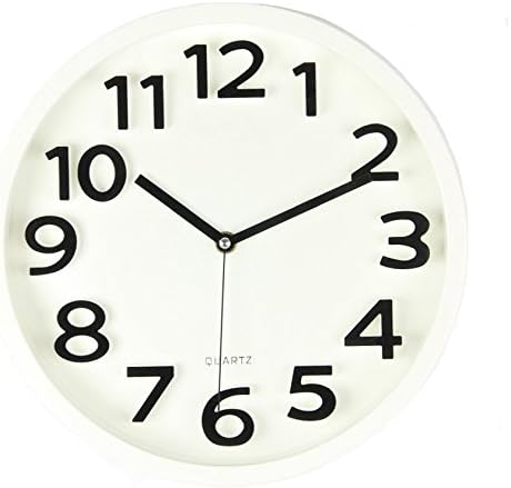 3D Number Wall Clock, Benefitsheen 12" Silent Wall Clock with Large Numbers and Non- ticking Digital, Modern Style Good for Living Room &amp; Home &amp; Office Battery Operated (White)