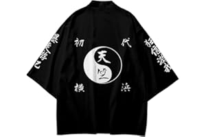 Piccodos Homme Femme Revengers Izana Kurokawa Kimono Cosplay Cape de Costume Manteau Cardigan Noir Taille S-4XL