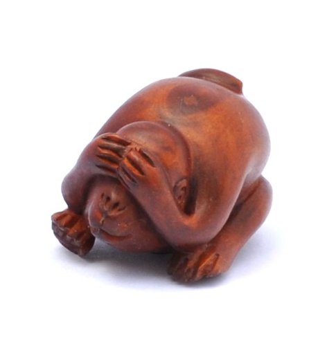 Netsuke of a Monkey Hiding