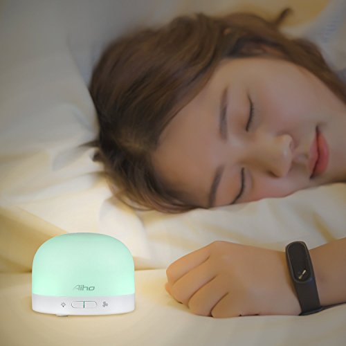 Aroma Diffuser Aiho Luftbefeuchter Ultraschall Vernebler Duftlampe Elektrisch Air Humidifier Öl Düfte Diffusor Holzmaserung LED mit 7 Farben einstellbarer Niedrigwasserschutz für Babies Yoga Kindergarten Schlafzimmer Büro - 3