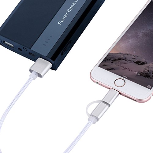 NexGadget 8 PACKS 2-in-1 High-Speed-Lightning/USB-LadeKabel / Sync-Datenkabel [9.8 Zoll] Nylon Geflochtene Micro-USB-Kabel Blitzkabel für iPhone/Ipad-Android Samsung - 5