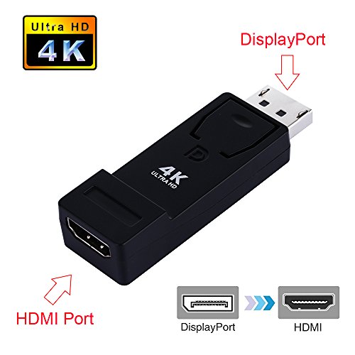 DP auf HDMI 4K Adapter, 4U DisplayPort Mann zu HDMI weiblichen Ultra HD Adapter-Verbindungsstück-Unterstützung 4K * 2K & 3D Audio / Video für Laptop / PC zu HDTV / Projektor, Schwarzes