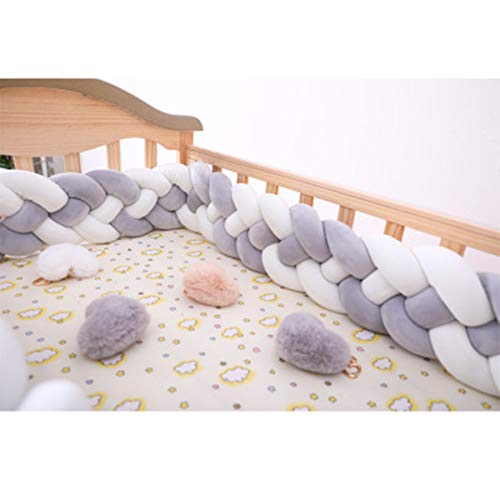 Preisvergleich Produktbild RAILONCH Kinderbett Knotenkissen Bettumrandung Baby Nestchen Weben Bettumrandung Kantenschutz Kopfschutz für Babybett Bettausstattung Kinderbett Stoßstange 200 / 300CM