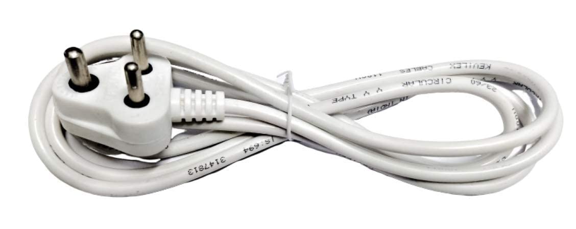 Power Cable Wire 3 pin Plug top | (Copper) 3 Pin Power Cable for Washing Machine, Desert Cooler, Mixer Grinder, Refrigerator and Heater | 2 metre | (Multicolour)
