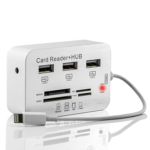 Lightning 8-Pin OTG Adapter Kartenleser Card Reader SD Micro SD Mini SD MMC MS M2 + USB-HUB für Kamera, Tastatur oder Maus für Apple iPad 4 / iPad Air / iPad Mini / iPad Mini 2 / iPad Mini 3 / iPad Mini 4 / iPad Air 2 / iPad Air Pro / iPad 5