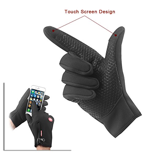 Fahrradhandschuhe, Touchscreen, wasserdicht und winddicht von Browill, Winterhandschuhe, Radsport Handschuhe, Sporthandschuhe, Geeignet für den Outdoor Sport wie Radsport, Reiten, Skifahren, Klettern, Laufen, Wandern, Autofahren , Camping, [L, Schwarz] - 2