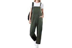 BSBUY Women's Dungarees Large Size Jumpsuits Long Bib Trousers Loose Casual Sleeveless Overall Plus Size Strappy Overalls Leisure One Piece Suit Black Bib Overalls with Pockets