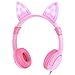 Price comparison product image Kids Headphones, iClever Kids Headphones Over Ear, LED Backlight, Safe Wired Kids Headsets 85dB Volume Limited, Food Grade Silicone, 3.5mm Aux Jack, Cat-Inspired Headphones for Kids, Pink