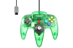 FAIRY TAIL & GLITZER FEE Kontroler do Nintendo 64 N64 zielony przezroczysty przewodowy pad do gier Joypad