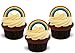 Produktbild SCHÖNER REGENBOGEN - auf einem flaumigen Wolke - 12 essbare hochwertige stehende Waffeln Kuchen Toppers - RAINBOW - cute on fluffy cloud cupcakes!