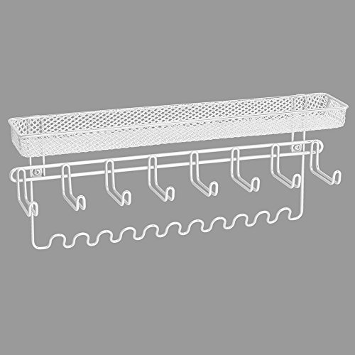 mDesign Classico Wandmontierter Schmuckorganizer – Weiß - 5