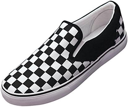 Neissstar Checkerboard Canvas Lazy Casual Flat Rubber Slip-On Shoe