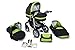 Clamaro 'CORAL 2017' Kinderwagen 3 in 1 Kombi System (24 Farben wählbar) mit Babywanne Gruppe 0+ (0-13 kg), Sport Buggy und Auto Babyschale Aufsatz (ISOFIX), Alu-Stahl Gestell mit Luftreifen und einstellbarer Fahwerk Federung, vorne mit 360° Schwenkrädern und hinten mit EASY-STOP Bremse - 21. Schwarz / Grün