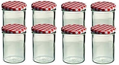 Mason Jars With Red Checked Lids - Pack of 8 by CASCACAVELLE