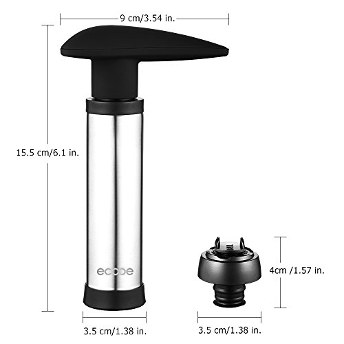 Ecooe Vacuum Weinverschluss Weinpumpe mit 4 x Stopfen Flaschenverschluss Wein Set Edelstahl Weinzubehör - 3