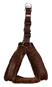 Petshop7 Fur Padded Nylon Dog Harness, Dog Leash Rope Small (Chest Size - 23-28inch) Brown