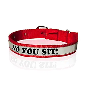 Ruse Pet No You Sit Printed Reflective Nylon Neck Belt Adjustable Dog Collar for Puppy, Small, Big Dogs.