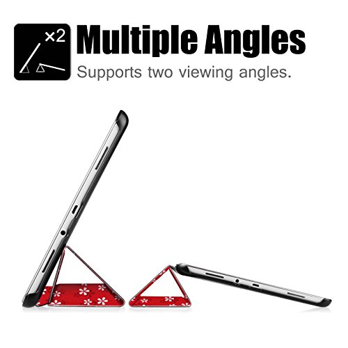 Fintie Samsung Galaxy Tab A 9.7 Hülle Case – Ultra Schlank Superleicht Ständer Smart Shell Cover Schutzhülle Etui Tasche mit Auto Schlaf / Wach Funktion für Samsung Galaxy Tab A 9.7 T550N / T555N 24,6 cm (9,7 Zoll) Tablet-PC, Fleur rouge - 8