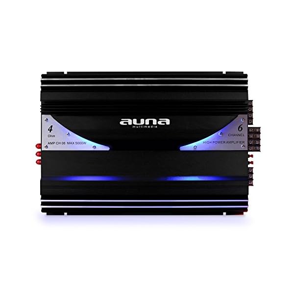 auna CS-Comp-8 Car-HiFi-Set 6-Kanal Endstufe Komplettset (2 x 8"-Subwoofer, 2 x 4 Mitteltöner, 2 x 1,57" Dome-Hochtöner, 6400 Watt max, blaues LED-Lichteffekt) schwarz – Bild 3