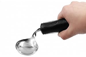 KMINA Cuillère Anti Tremblement Ergonomique Adulte (Bilatérale, Lestée, Angle Réglable), Aide aux Repas, Personne Âgée, Handicap, Parkinson