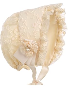 Hanakimi ® Spitzen Taufe Motorhaube mit Abnehmbaren Blume Handgefertigte (Newborn-3 Jahre)