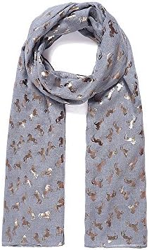 Unicorn Metallic Foil Print Scarf in Steel Blue