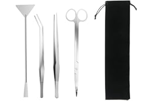 RDRUSEAN Aquarium Scissor Tweezers Spatula Tool - 4 in 1 Stainless Steel Aquatic Plants Aquascaping Tools Set for Fish Starter Kits & Aquariums Tank (Silver)