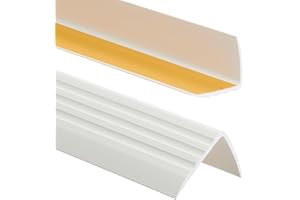 ProfiPVC Perfil de PVC autoadhesivo de borde para escaleras 50mm x 40mm en Forma de L, Tiras antideslizantes para peldaños, Esquina para cantos - Cantonera Protector, 100cm, Blanco