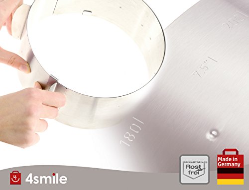 Menz Tortenring mit Skalierung, 1 Stück, 8,5 cm hoch, Durchmesser verstellbar von 16 bis 30 cm, Rostfreier Edelstahl – Kostenlose Lieferung - 3