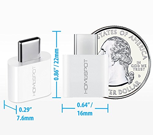 HomeSpot USB-Typ C Mini-Adapter, konvertiert USB-C Geräte auf USB-A, 56K Widerstand, ideal für Macbook Pro2016, iPhone, iPad, ChromeBook Pixel, Nexus 5X, Nexus 6P, OnePlus 2, LG V20 (weiss (4Stk- Sparpack) - 3