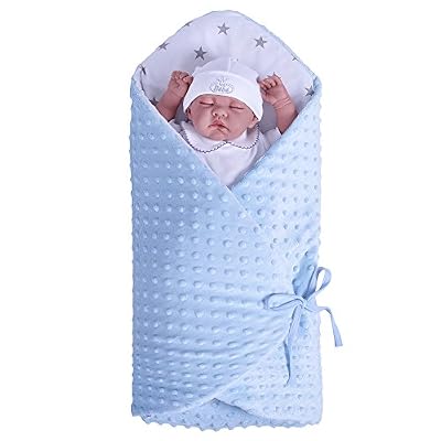 Sevira Kids - Gigoteuse d'emmaillotage évolutive - labellisé Innovation Baby d'Or 2016 - Minky Étoiles Bleu