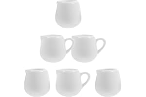 Luxshiny Ensemble De 6 Pots À Lait En CéRamique Blanche 4.8 Cm Avec PoignéE Et Sans PoignéE Pour Café CrèMe Sauce Mini Pot À Lait Porcelaine