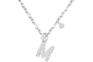 GUOYU 26 Collier Initiale Lettre d'Anniversaire pour Femme Fille, Collier avec Lettre en Zircons d'Argent Pendentif, Personnalisation Idées Cadeaux Anniversaire Célébration