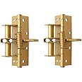 GLOXY 3 in 1 Automatic Self Closing Door Hinges Lock | 90 Degrees Positioning with Screws | Multifunctional Heavy Duty Stainless Steel Spring Door Closer for Cabinets, Home & Office (Gold, Pack of 2)