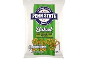 PARKERS FOODSERVICE Penn State Sour Cream & Chive Pretzels – 33 x 30g | Baked Wheat & Potato Snacks | Vegetarian | Individually Wrapped