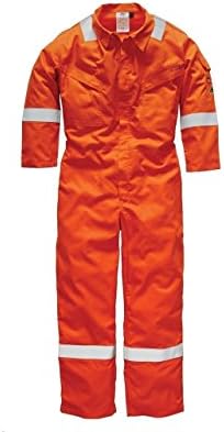 New Dickies WD5407 Flame Retardant Firechief High Visibility Daletec Lightweight Coverall Overall Boilersuit Regular 32'' Leg (52'' Chest, Orange)