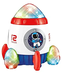 Toyshine Space Rocket Musical Toy with Flashing Lights and Rotation Feature, Toy for 2-5 Year of Old Boy Girl Birthday Present