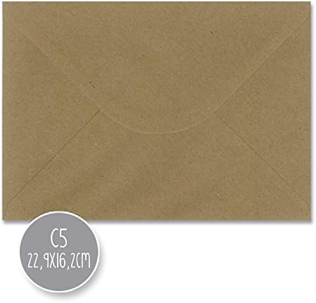 Kraft Wedding Envelopes, Various Sizes, 110 g 22,9x16,2cm C5