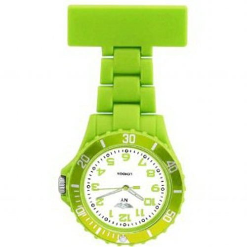 PRINCE LONDON PI-2025 Limettengrne Unisex-Schwesternuhr mit drehbarer Lnette, gummiert