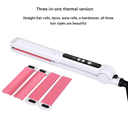 LiKin Hair Straightener 3-in-1 Changeable Plate Straightener 1 Inch Heating Plate Curler Ceramic LCD Does Not Hurt Hairpin  Color   White 