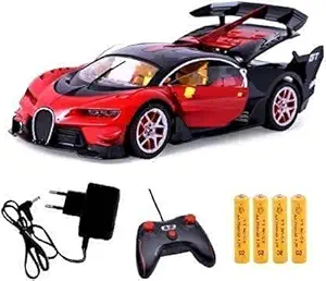 PLASMA BROTHERS Remote Control Rechargeable Bugatti Style Car with Opening Doors Red Blue RC Car Toy Remote Control Car for Kids Boys Girls