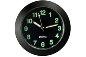 DONIYA FITNESS Mini Stick On Analogue Quartz Clock Car Dashboard Waterproof Motorcycle Boat Fridge (Black (Luminous))